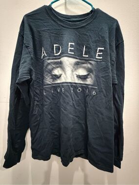 Womens L -Adele Black Long Sleeve Graphic Concert Tee - Live 2016